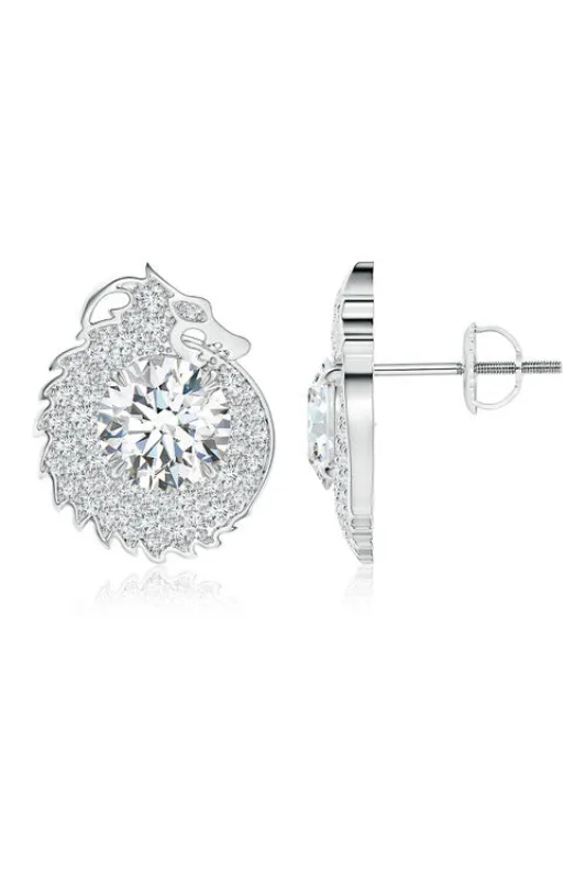 Dragon Lab-Grown 14K Gold Round Diamond Earrings sold by Natori