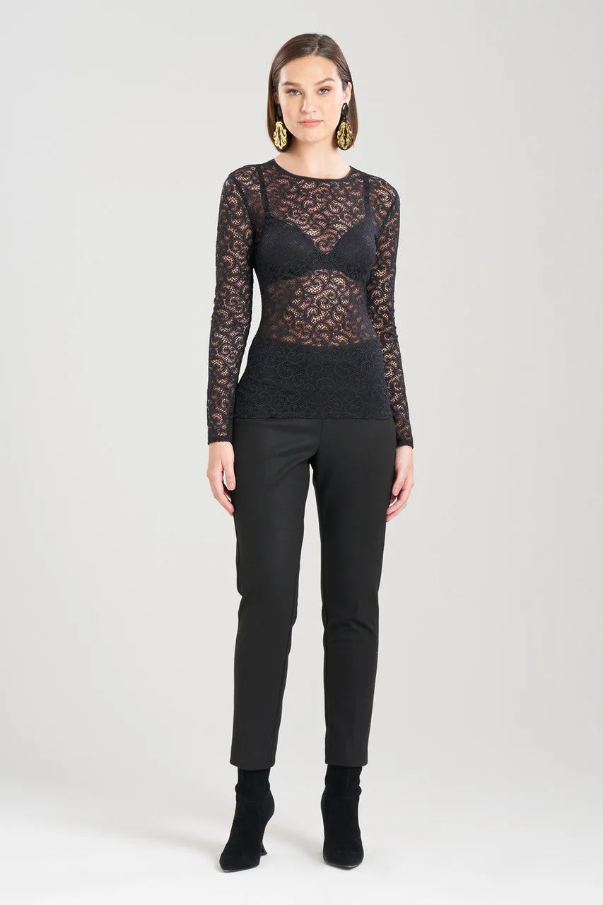 Stretch Scroll Lace Long Sleeve Top sold by Natori