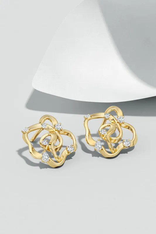 Sakura 14k Scattered Diamond Stud Earrings sold by Natori