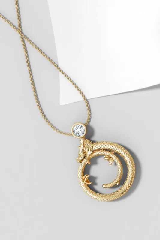 Dragon 14k Yellow Gold Slider Pendant With Diamond sold by Natori