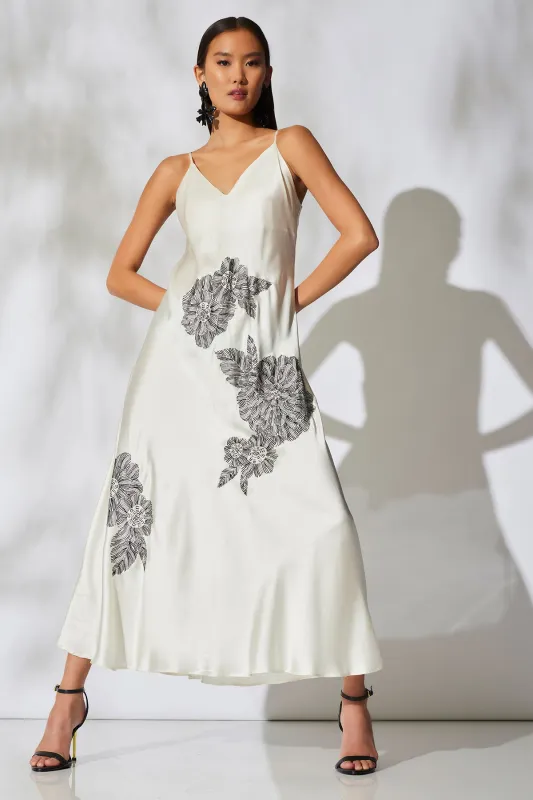 Couture Miyoshi Embroidered Silk Slip Dress sold by Natori