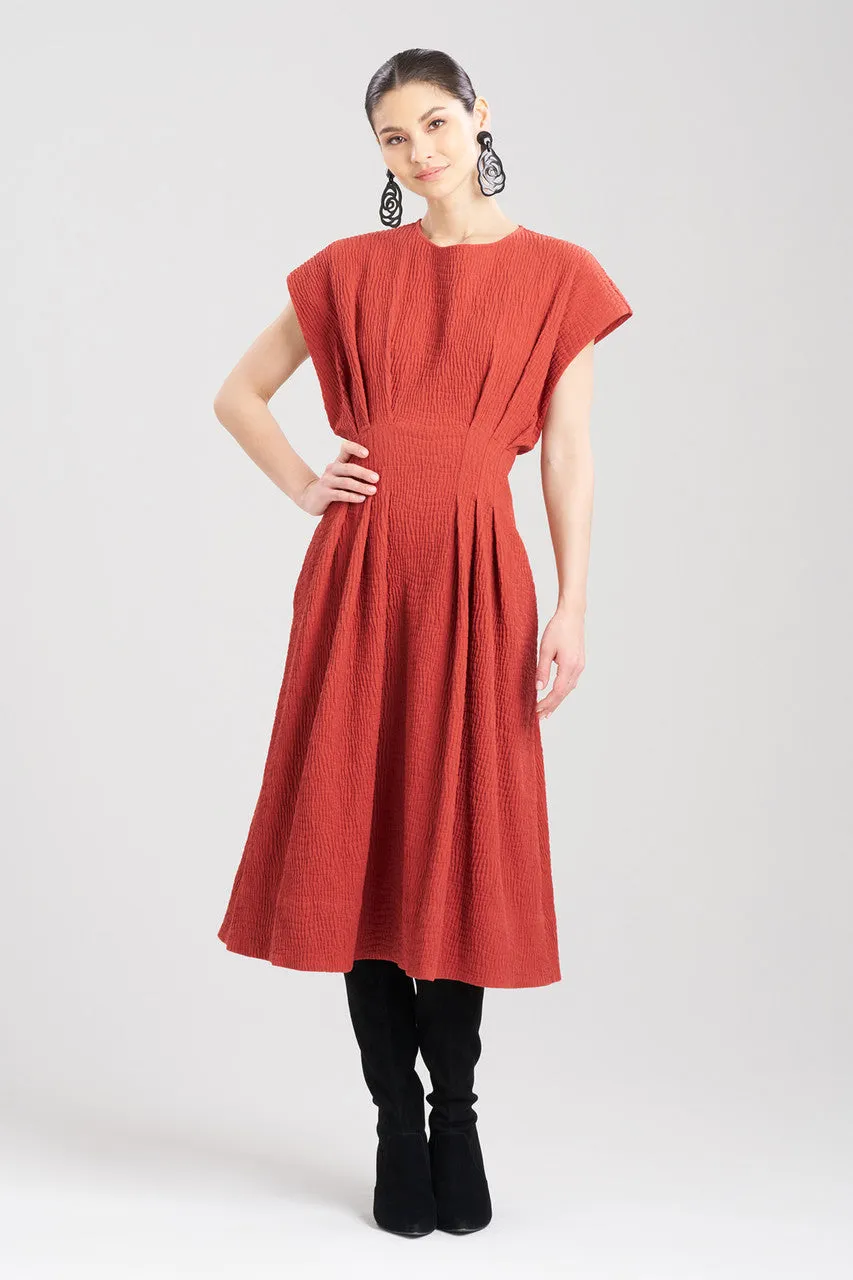Textured Cotton Jacquard Pleated Dress sold by Natori