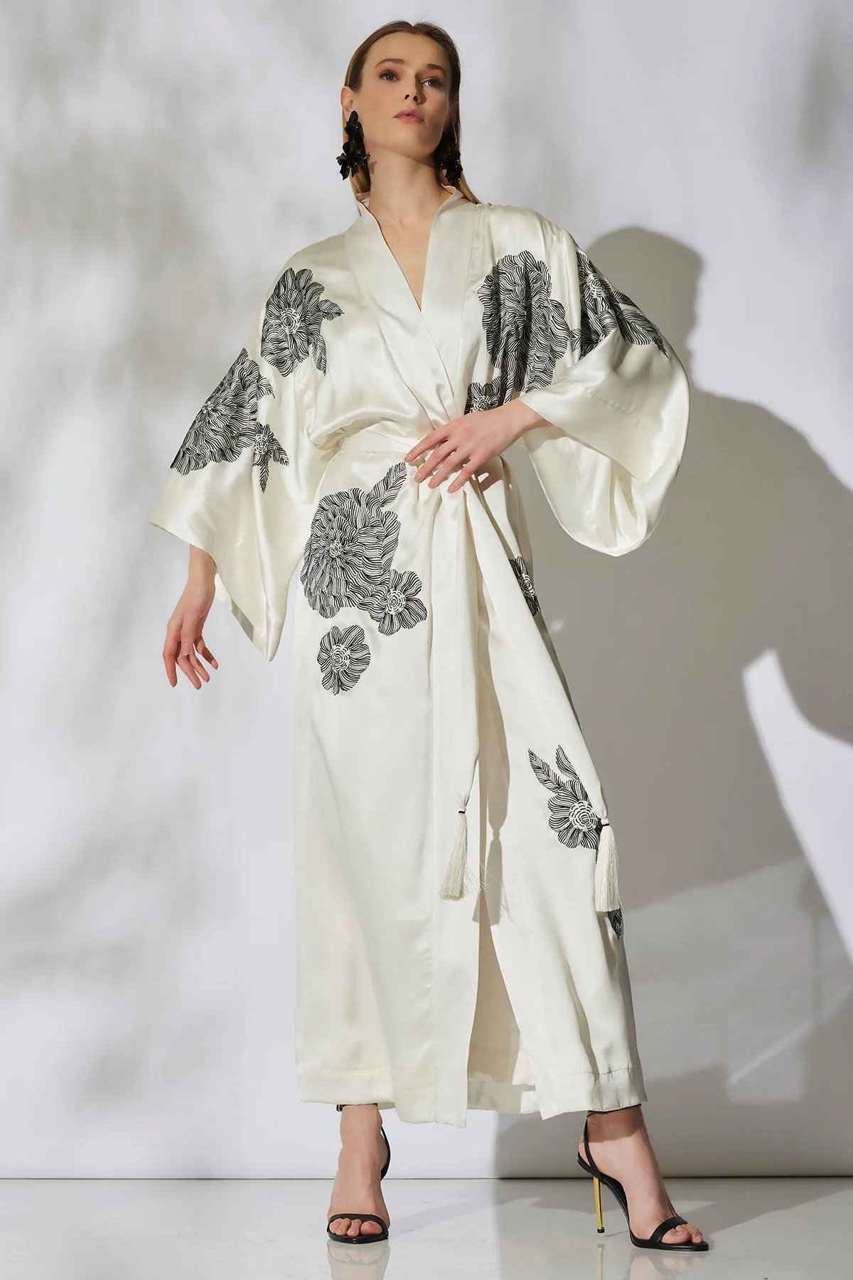 Couture Miyoshi Embroidered Silk Robe sold by Natori
