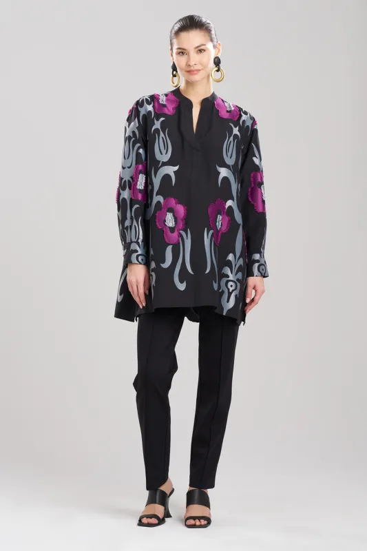 Suzani Jacquard Half Placket Shirt sold by Natori