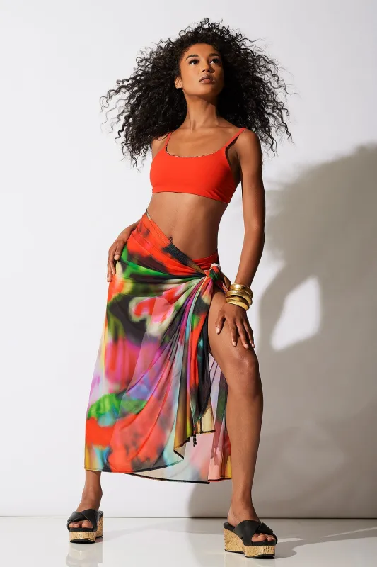 Floral Mirage Printed Mesh Pareo sold by Natori