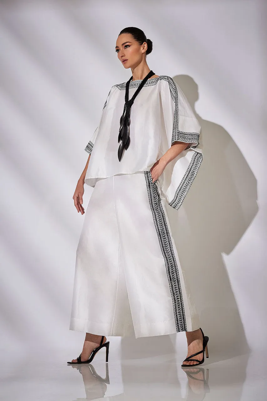 Couture Silk Dupioni Embroidered Trim Palazzo Pants sold by Natori