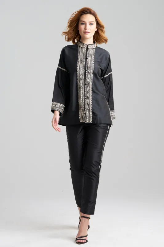 Couture Silk Dupioni Embroidered Mandarin Jacket sold by Natori