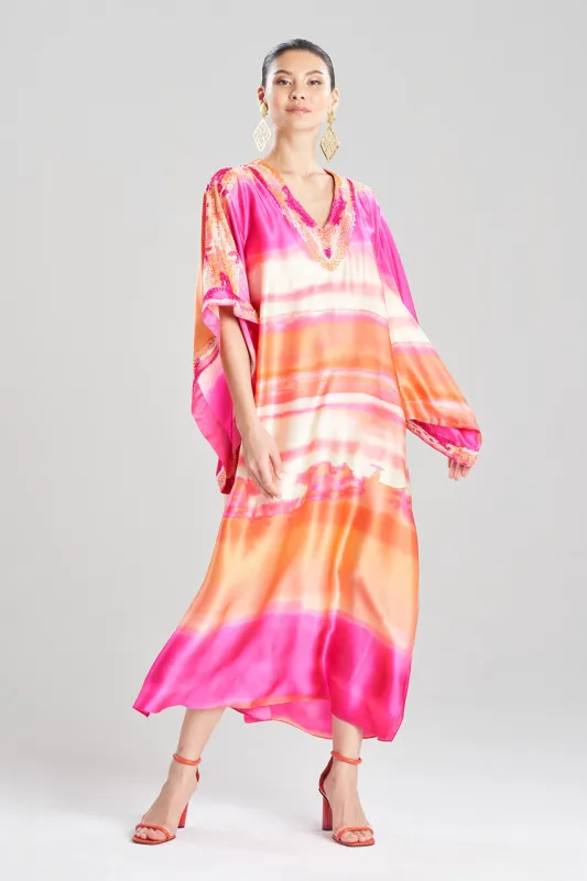 Couture Minako Embroidered Drop Sleeve Silk Caftan sold by Natori