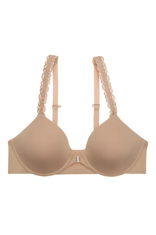 Pure Luxe Convertible Front Close Contour Underwire Bra sold by Natori