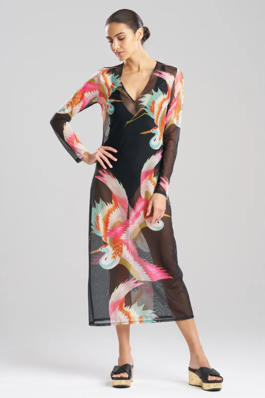 Crane Mesh Long Sleeve Sheer Dress sold by Natori