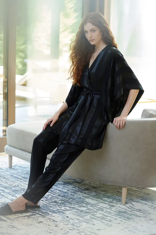 Satin Jacquard Stripe Wrap sold by Natori