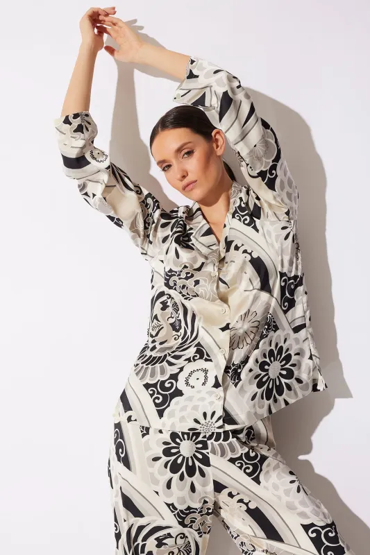 Medallion Notch Button Front PJ sold by Natori