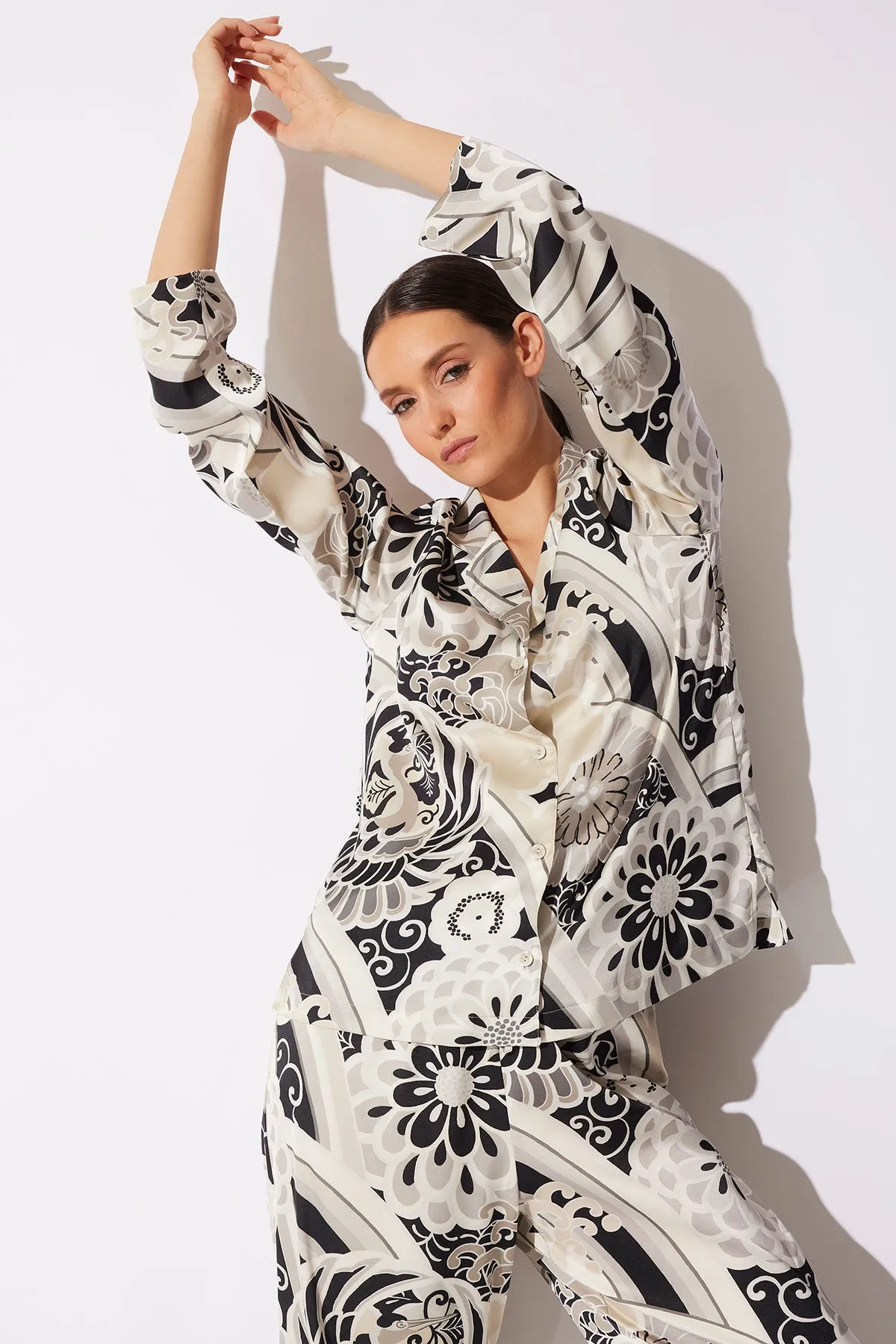 Medallion Notch Button Front PJ sold by Natori