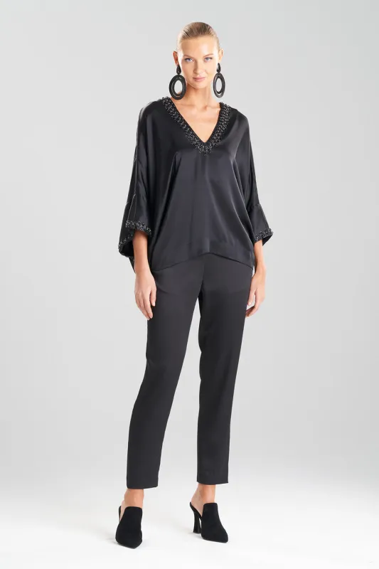Key Essentials Silk Embroidered Kimono Sleeve Top sold by Natori