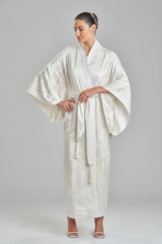 Key Essentials Embroidered Silk Robe sold by Natori
