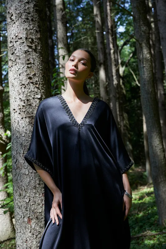 Key Essentials Embellished Cocoon Silk Caftan sold by Natori