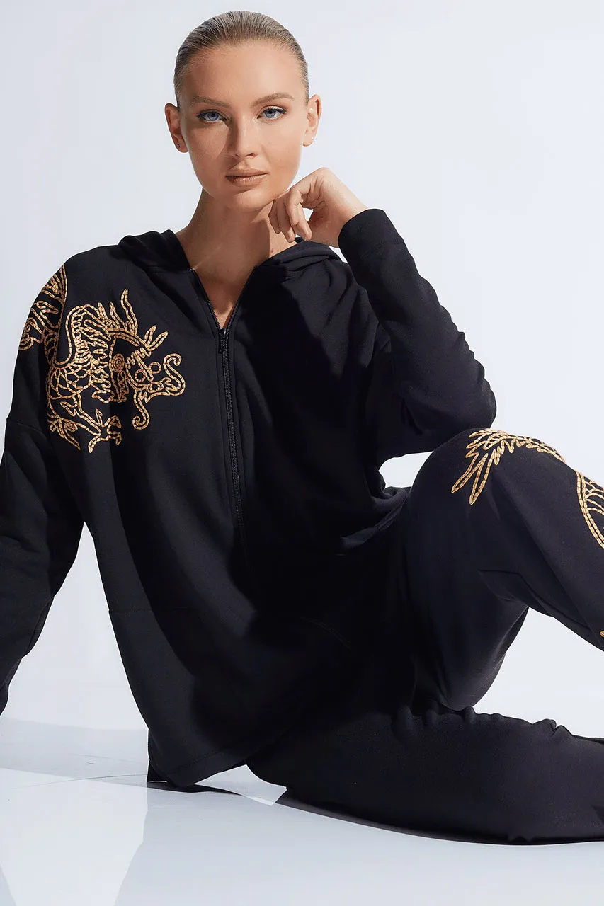 Cocoon Embroidered Dragon Hoodie sold by Natori