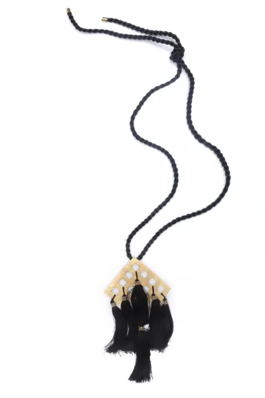 Buffed Brass Tassel Necklace sold by Natori