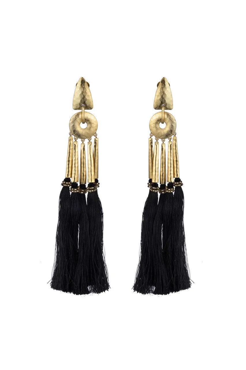 Gold Plated Brass Tassel Clip Earrings sold by Natori