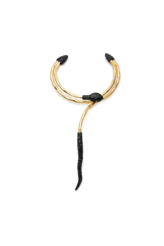 Gold Plated Brass Snake Choker Necklace sold by Natori
