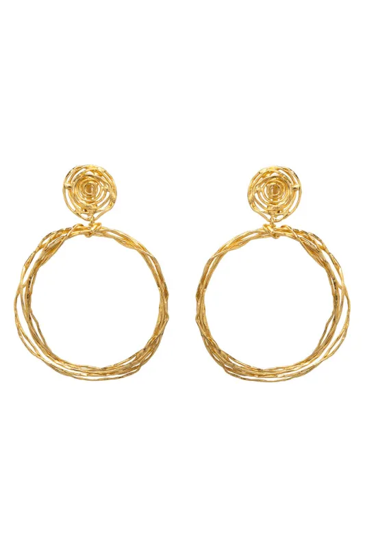 Gold Brass Wire Hoop Earrings sold by Natori
