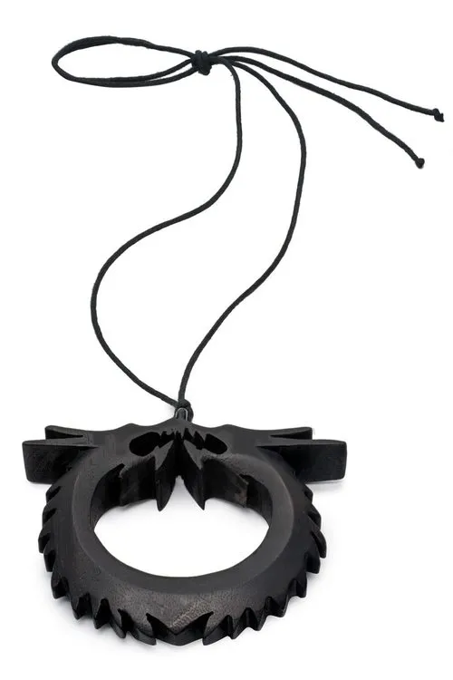 Acacia Wood Double Dragon Necklace sold by Natori
