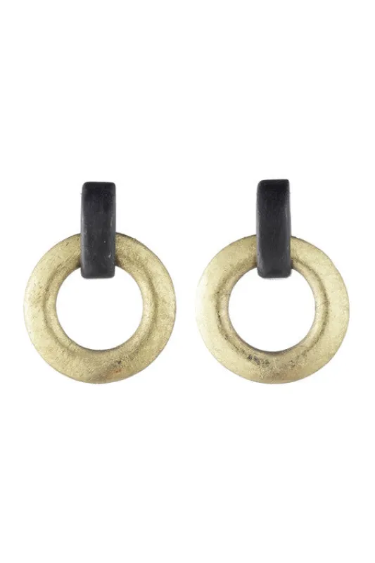 Acacia Wood and Gold Plated Interlocked Hoop Earrings sold by Natori