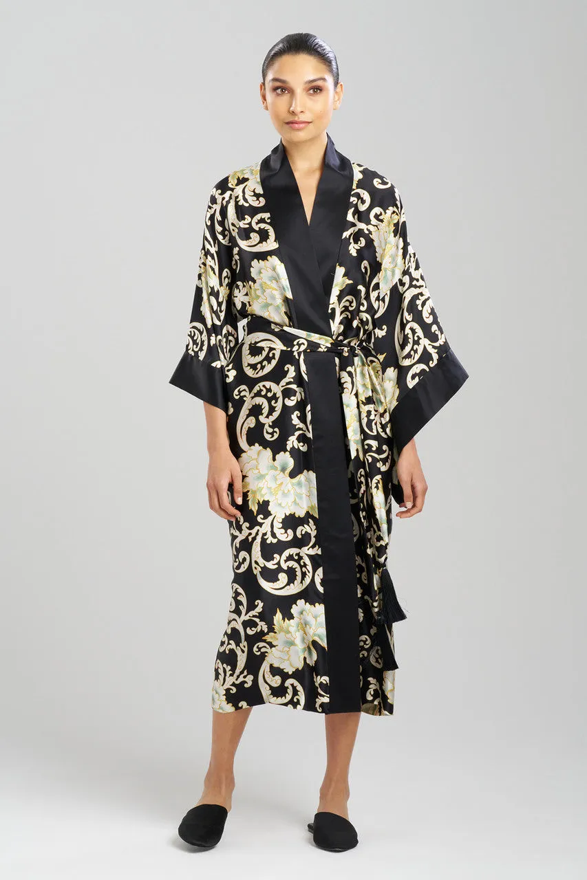 Camille Floral Scroll Kimono Silk Robe sold by Natori