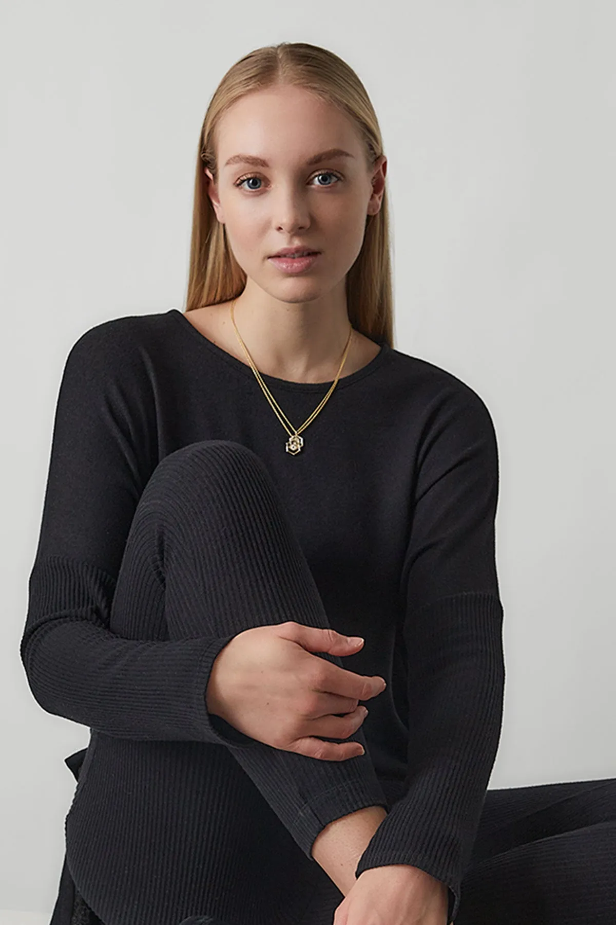 Indochine Spirit 14k Evil Eye Bamboo Hexagon Frame Diamond Necklace sold by Natori