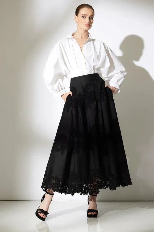 Madeira Cutwork Embroidered Maxi Skirt sold by Natori