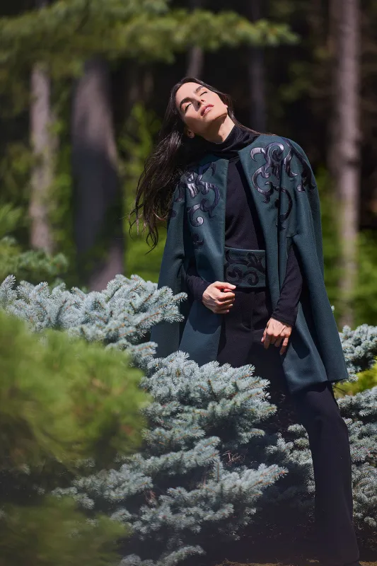 Felt Embroidered Cape sold by Natori