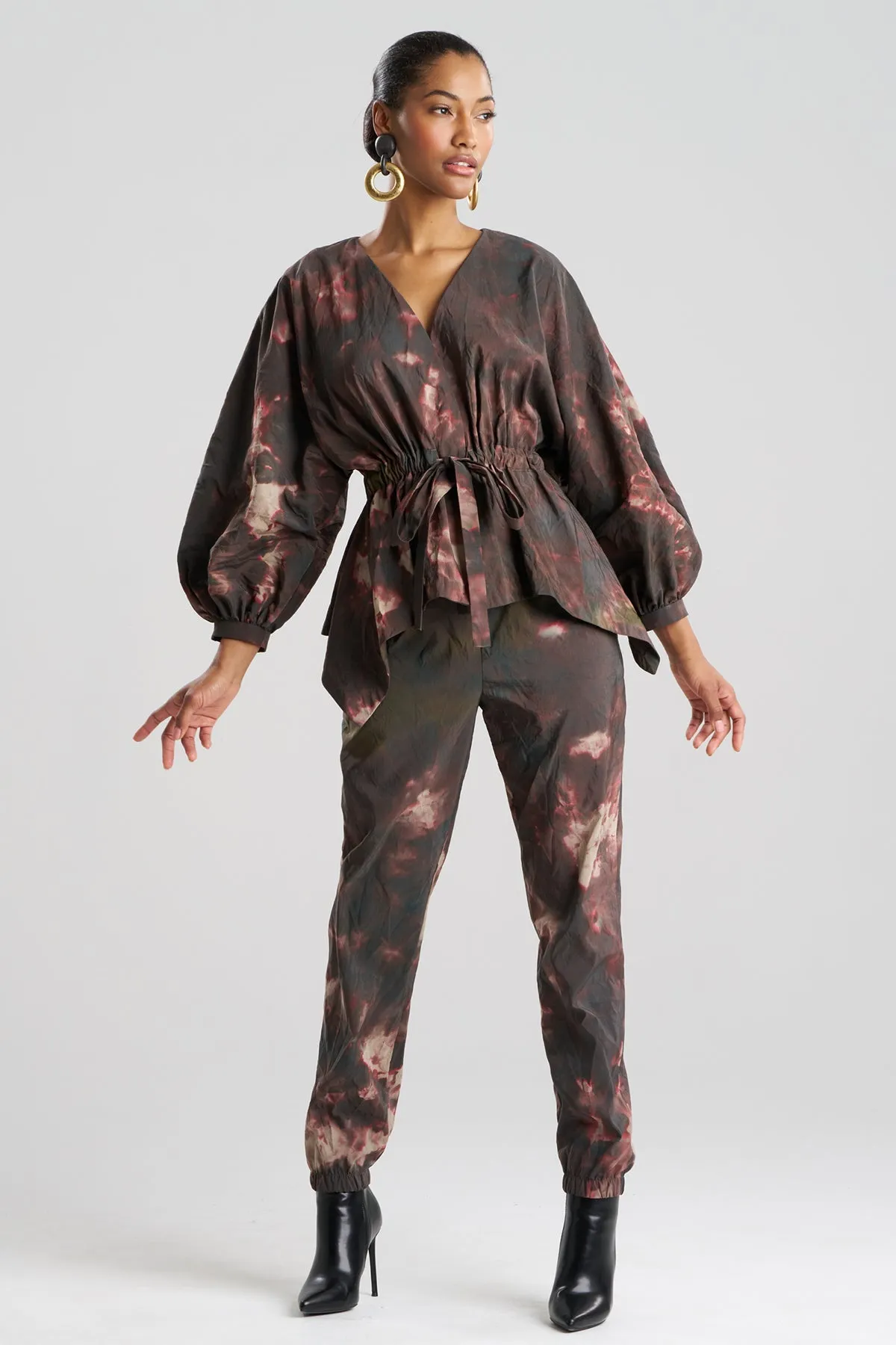 Niji Tie Dye Taffeta Voluminous Sleeve Jacket sold by Natori