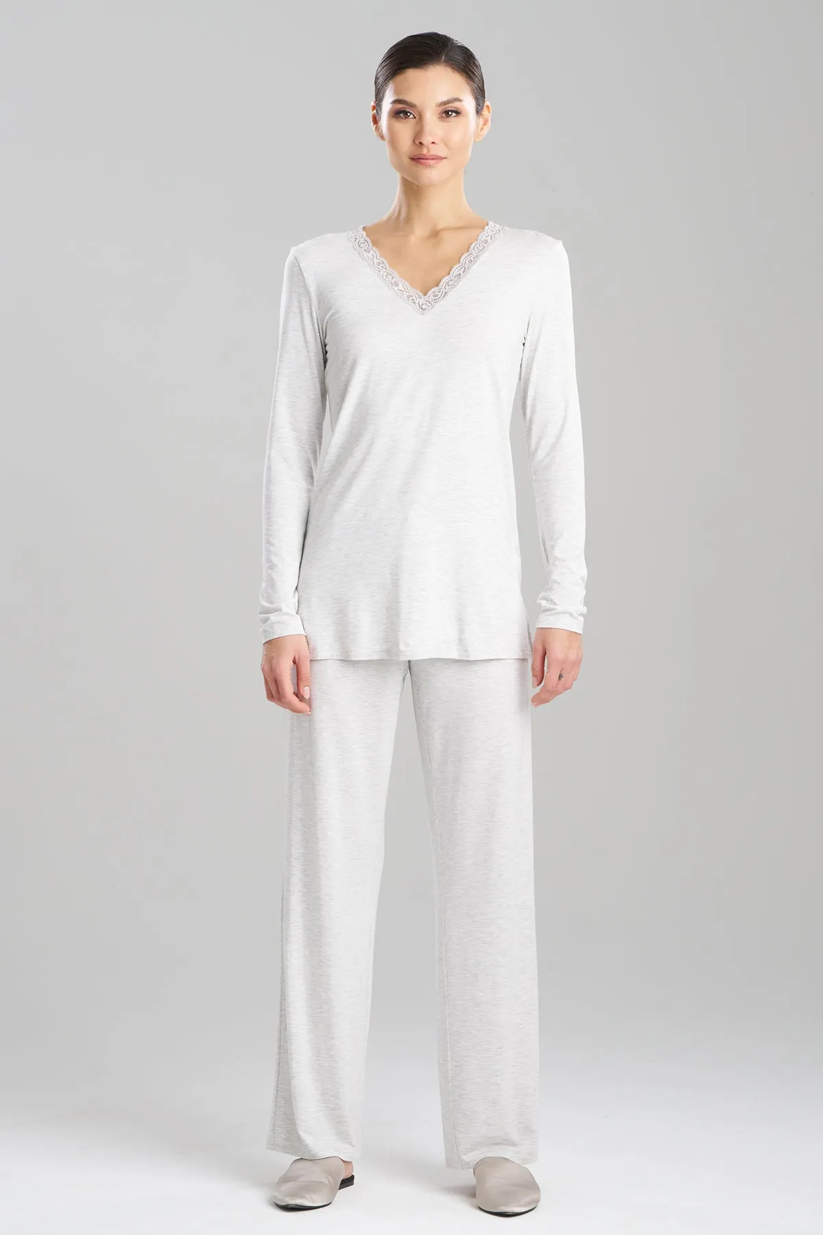 Feathers Essentials Lenzing™ Ecovero™ Viscose Long Sleeve Lace PJ sold by Natori