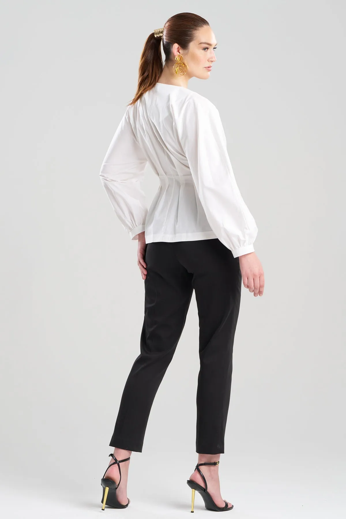 Cotton Poplin V-Neck Pleated Shirt sold by Natori product image thumbnail 3