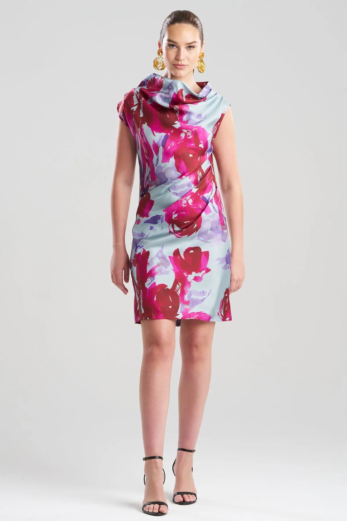 Mira Silk Twill Asymmetric Funnel Neck Dress sold by Natori product image thumbnail 2