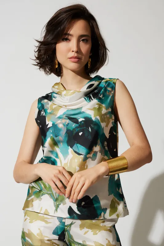 Mira Silk Twill Belted Funnel Neck Top sold by Natori