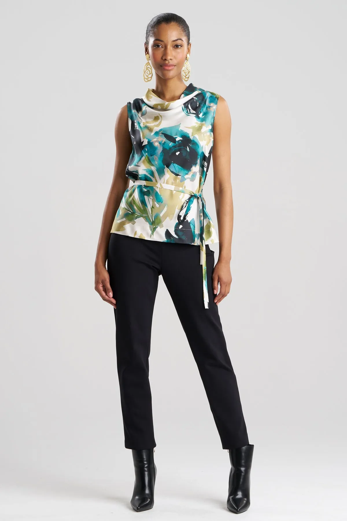 Mira Silk Twill Belted Funnel Neck Top sold by Natori product image thumbnail 2