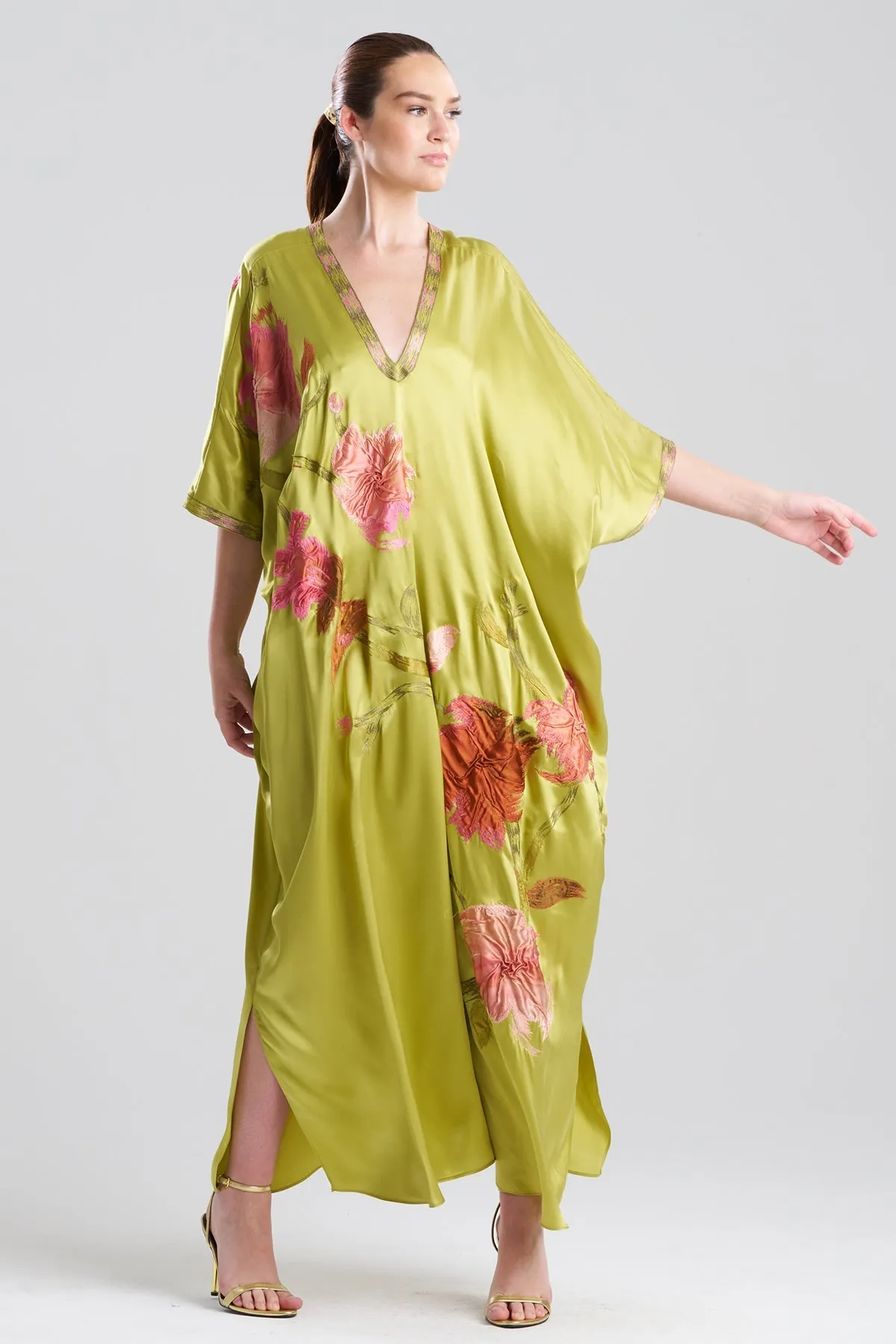Couture Brushstroke Embellished Cocoon Silk Caftan sold by Natori product image thumbnail 2