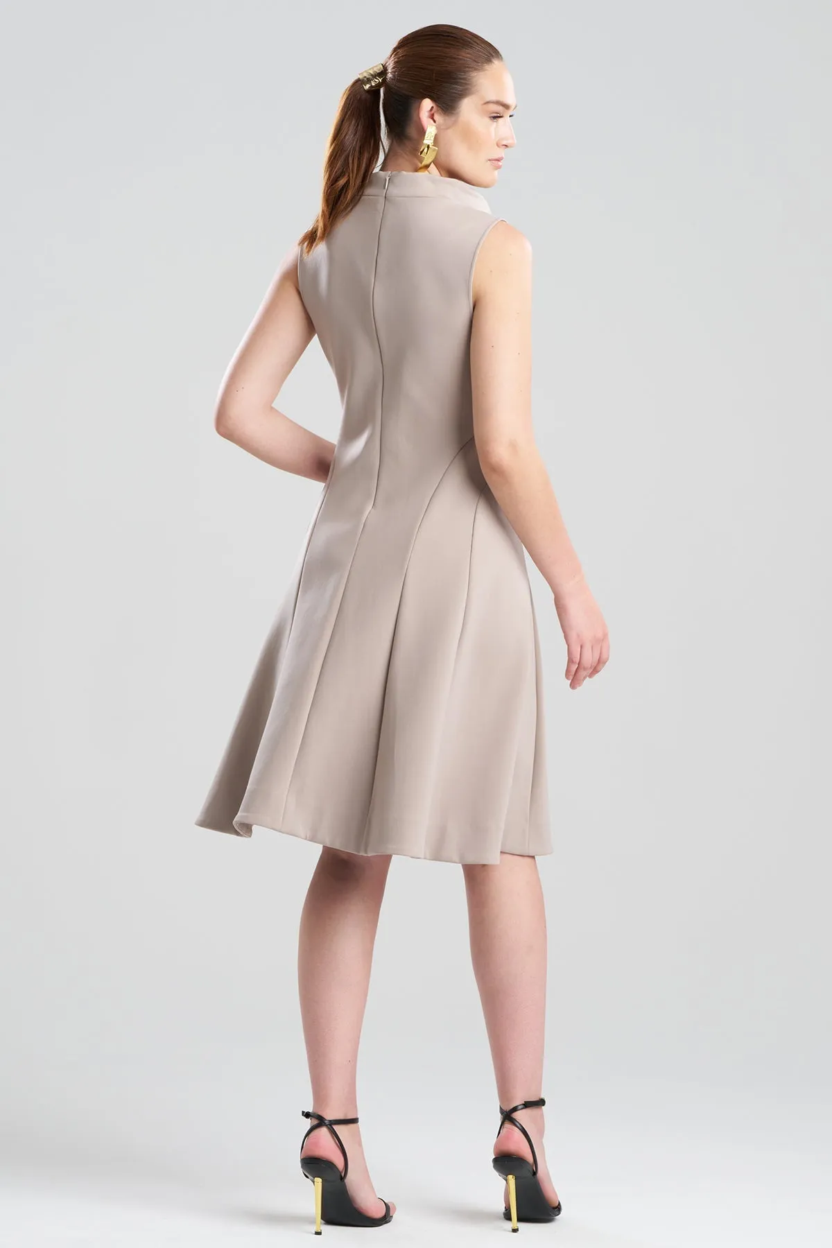 Techno Crepe Fit & Flare Funnel Neck Dress sold by Natori product image thumbnail 3