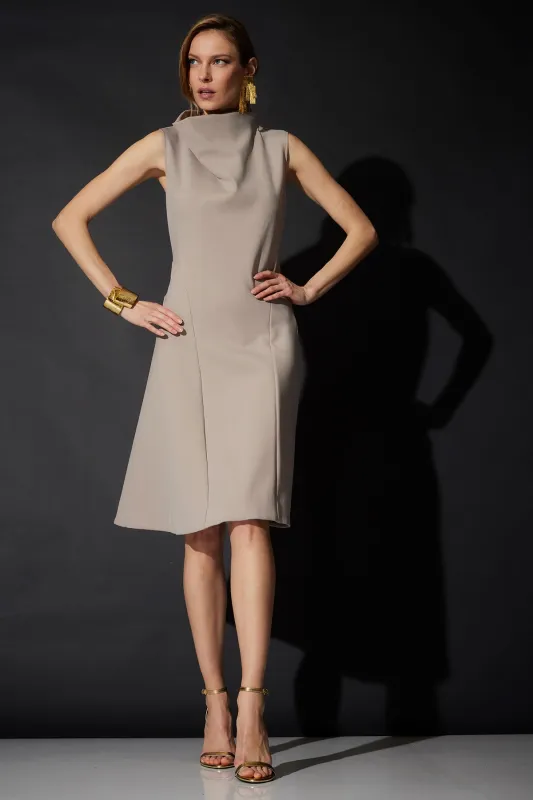 Techno Crepe Fit & Flare Funnel Neck Dress sold by Natori