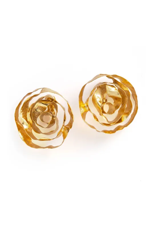 Rosette Gold Plated Earrings sold by Natori