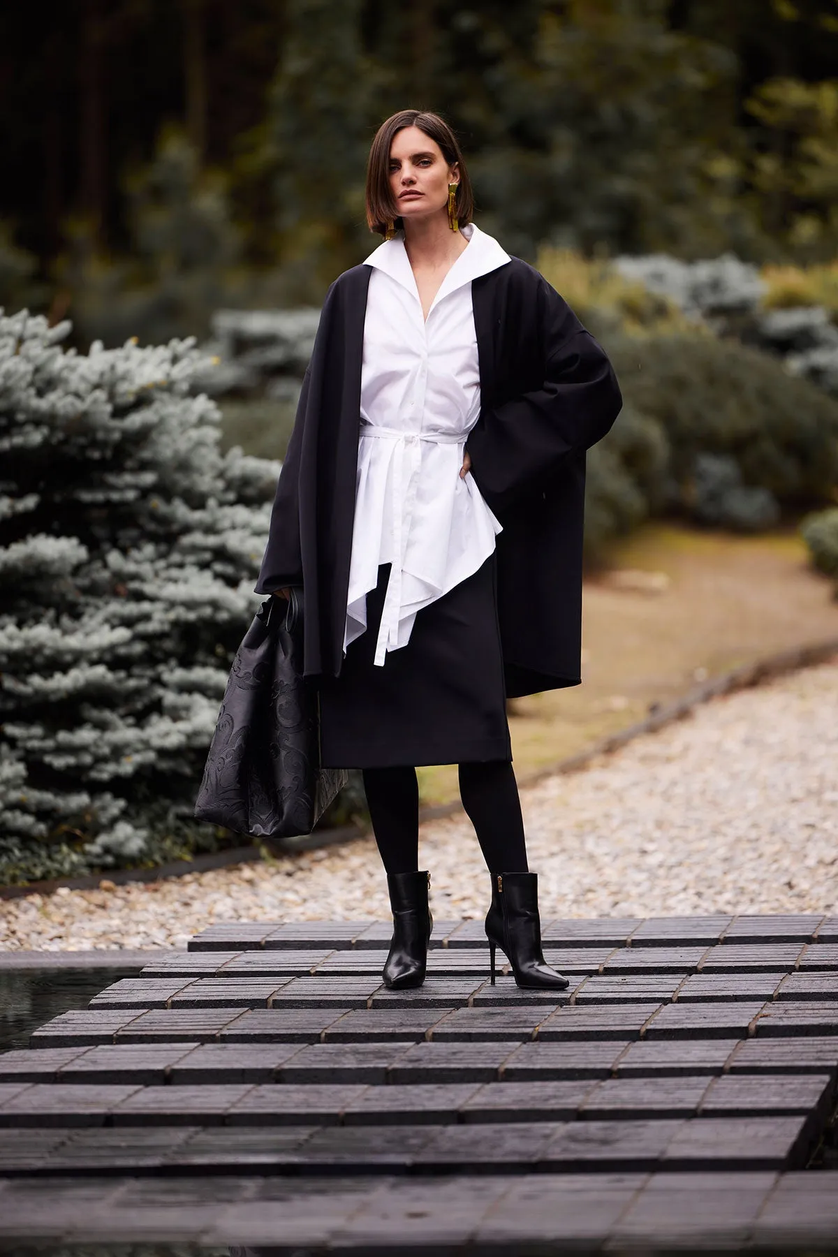 Techno Crepe Trapeze Coat sold by Natori product image thumbnail 5