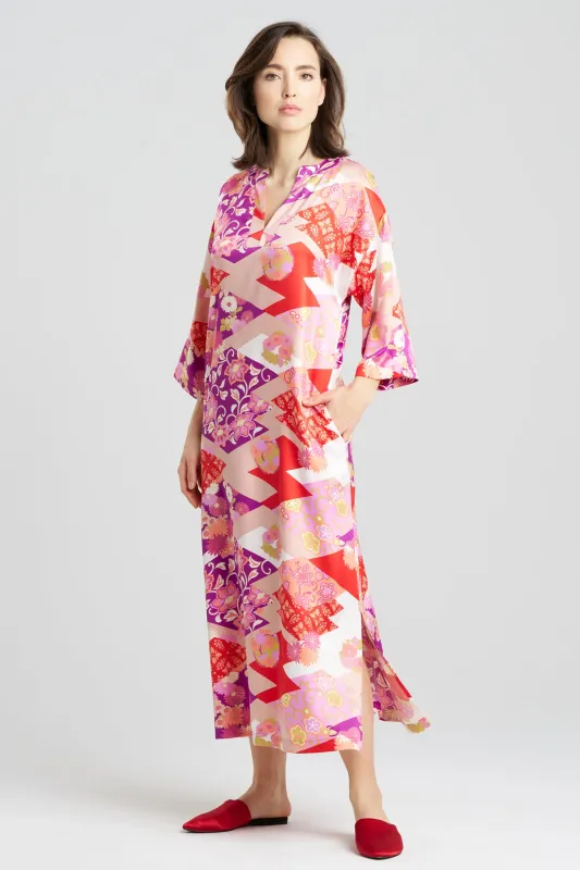 Deco Satin Mandarin Caftan sold by Natori