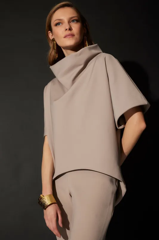 Techno Crepe Funnel Neck High Low Top sold by Natori