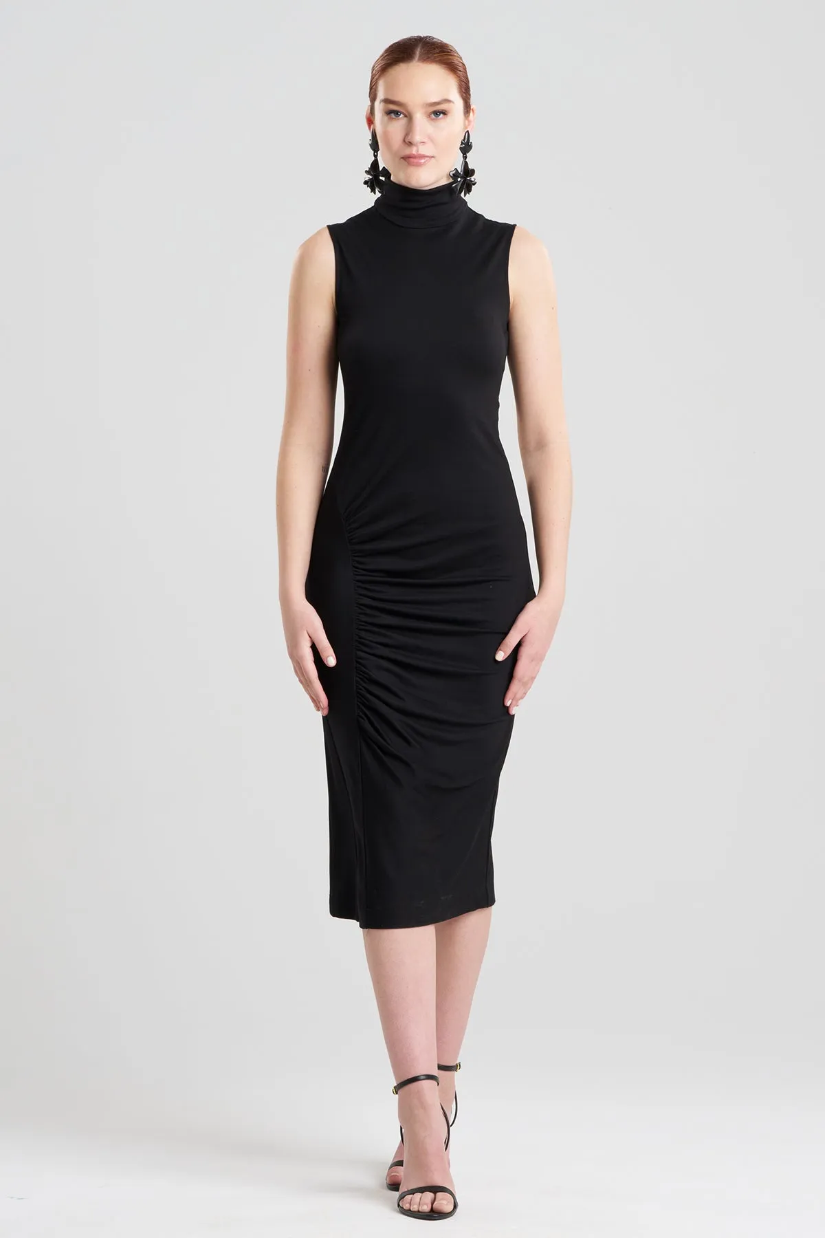 Crepe Knit Mock Neck Ruched Dress sold by Natori product image thumbnail 2