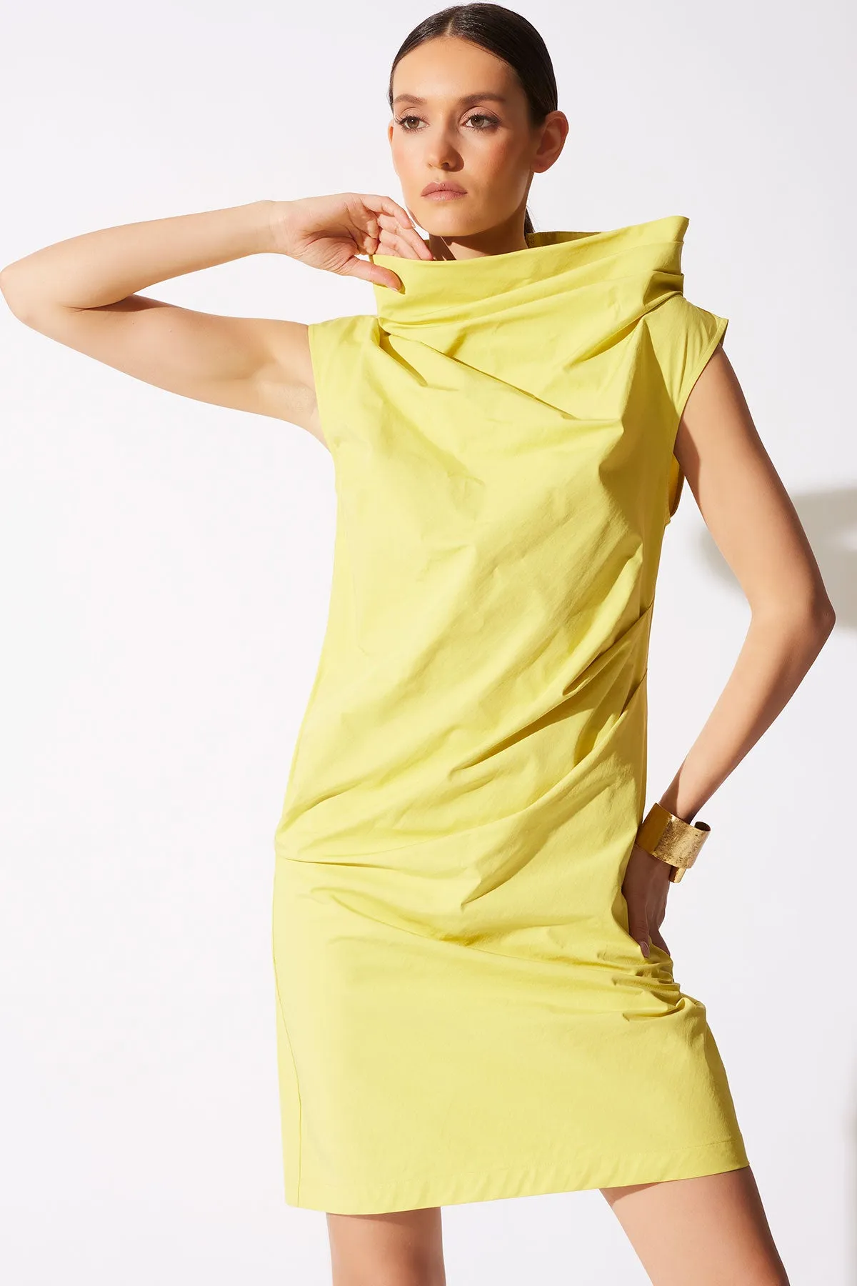 Tech Cotton Taffeta Asymmetric Funnel Neck Dress sold by Natori product image thumbnail 4