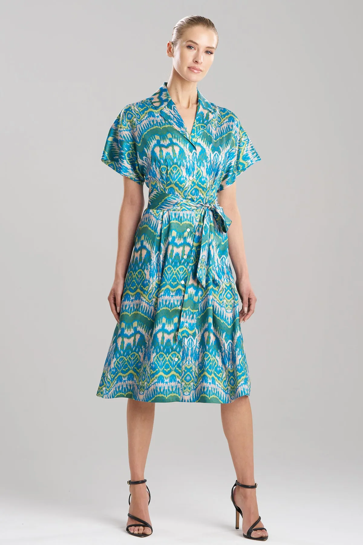 Tau Ikat Silky Twill Shirtdress sold by Natori
