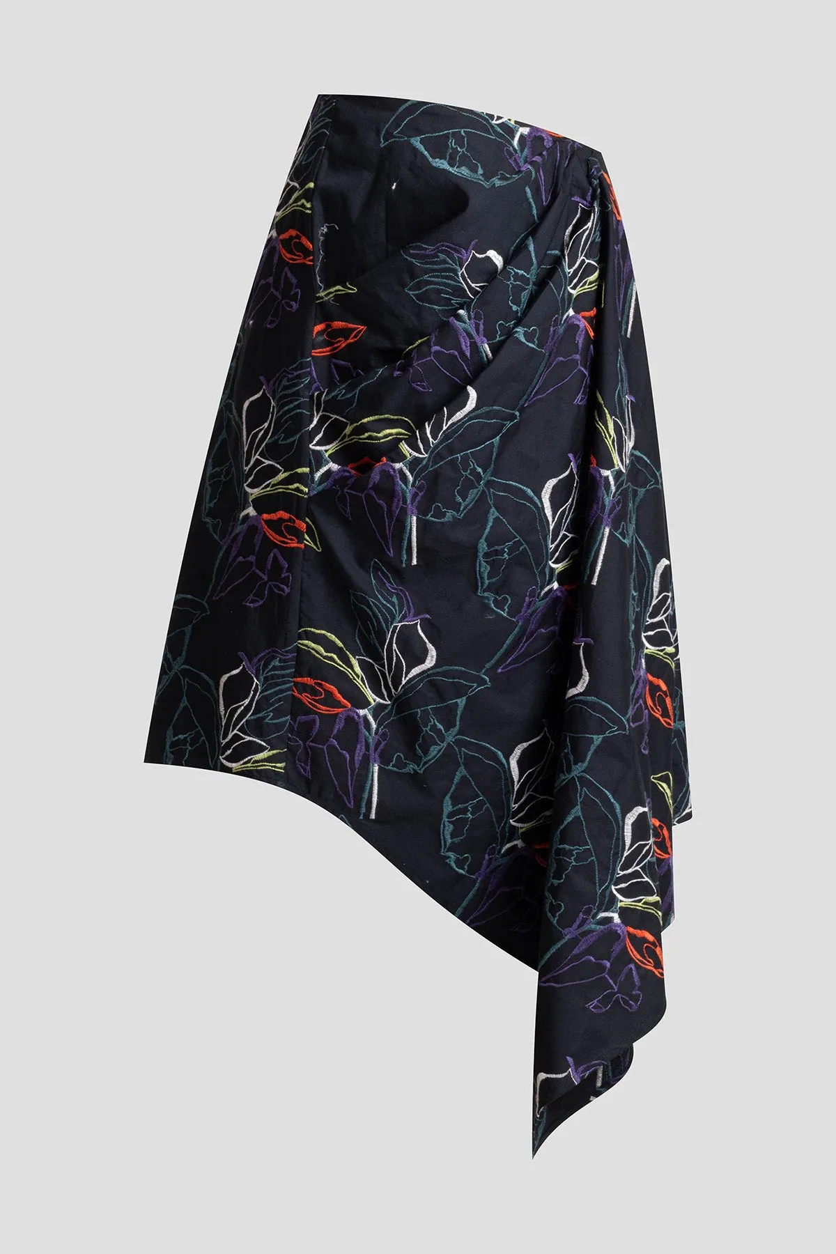 Yoru Embroidered Cotton Poplin Origami Asymmetric Skirt sold by Natori product image thumbnail 4