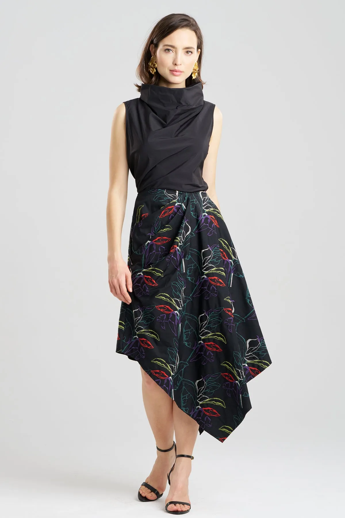 Yoru Embroidered Cotton Poplin Origami Asymmetric Skirt sold by Natori product image thumbnail 2