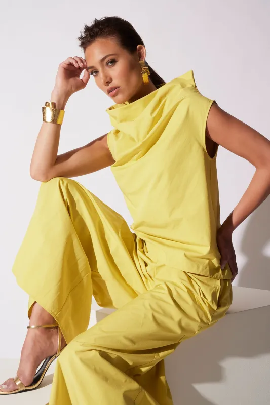 Tech Cotton Taffeta Asymmetric Funnel Neck Top sold by Natori